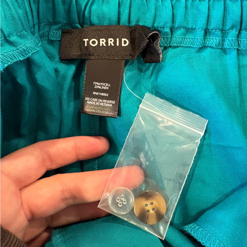 Torrid Teal Linen Blend High Rise Shorts Size 20 Plus Size - Picture 4 of 5